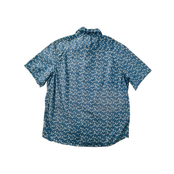Old Navy Built-In Flex Mens Button Up Everyday Shirt Large Blue Fish Print - Picture 5 of 11